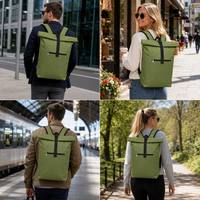 Sac à dos à enroulement personnalisé avec logo, réglable, respirant, pour l'extérieur, avec poche zippée pour un accès rapide, unisexe, pour les employés de bureau et les étudiants