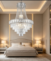 Lustre moderne RHD en cristal K9 doré à LED, style hôtel de luxe pour maison et villa, alimentation CA, télécommande, éclairage brillant