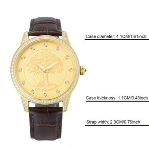 3D Dial Design <b>Couple</b> Jade <b>Watch</b> for Men and Women Leather Strap Luxury Gold Automatic Mechanical Diamond Jewelry <b>Watch</b> - Product Image 5
