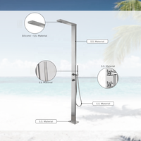 Panneau de douche extérieur en acier inoxydable 304, design pluie pour piscine, pommeau de douche poli pour salle de bain