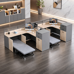 Estación de Trabajo Ejecutiva Moderna en Forma de L, <span class=keywords><strong>Escritorio</strong></span> Amplio con Estantes de Almacenamiento, <span class=keywords><strong>Escritorio</strong></span> Resistente con Estructura de Madera, Comercial - Product Image 1