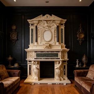 Statue de cheminée en marbre beige à deux étages, sculptée à la main, style <span class=keywords><strong>moderne</strong></span> - Product Image 5