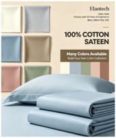Ensemble de draps en satin de coton 100% BSCI OEKO TEX, couleur unie, housse de couette en coton, collection de literie