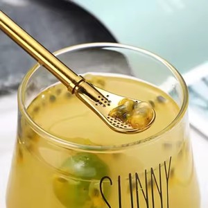 Bombilla réutilisable en acier inoxydable coloré pour Yerba Mate avec cuillère, paille filtrante pour boissons - Product Image 2