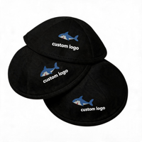 Kippa en lin noir personnalisée avec broderie de requin mignon, cadeaux judaïques pour garçons, à porter au quotidien
