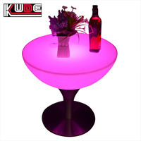Table de bar portable, mobilier de bar lumineux, table à cocktails ronde à LED