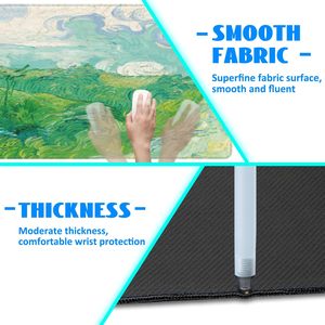 Alas Mouse lukisan minyak pemandangan lapangan besar, bantalan Mouse kerja kantor alas meja Keyboard komputer tepi dijahit dasar tidak licin - Product Image 4