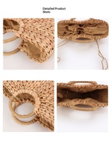 Nouveau sac tissé à la main en écorce de maïs naturelle avec doublure en coton, cabas de plage grande capacité, panier en paille taille extra-large