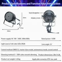 BaiQi 60 projecteurs LED PAR RVB pleine couleur 150W haute puissance en aluminium avec contrôle DMX512, éclairage de scène IP20 pour soirées disco