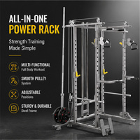 Rack de musculation tout-en-un avec système de poulies croisées et barre de traction pour l'entraînement en force en salle de sport