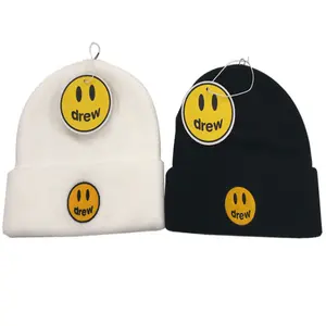 Fashion Custom Beanie Hats knitted Fair & Lovely Winter Glow Lotion Logo Beanie Winter Women Use Smiling Pattern Adult Kids