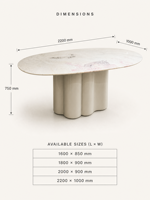Table à manger sculpturale à base ondulée avec plateau en marbre turc et laque haute brillance |   Meubles de luxe sur mesure tout-en-un