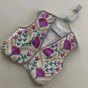 Suzani เสื้อแจ็กเก็ตปักลายดอกไม้ผ้าฝ้ายสีขาวเสื้อกั๊กฤดูร้อนสำหรับผู้หญิง - Product Image 1