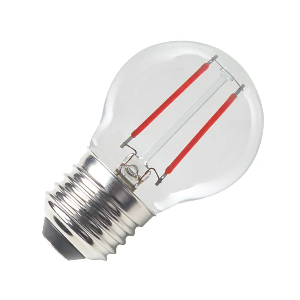 Warna Merah G45 Bola Lampu Led Antik Dimmable 220V 1W 2W E27 Dasar Kaca Bening