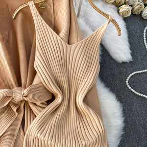 ชุดเซ็ตสองชิ้นสำหรับผู้หญิง ชุดลำลองหรูหรา เสื้อโค้ทยาวผูกเข็มขัด ชุดเดรสไหมพรมเข้ารูป ชุดสูทผู้หญิง 2 ชิ้น - Product Image 5