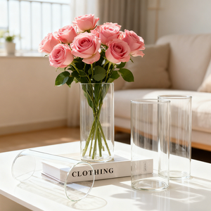 आधुनिक उच्च बोरोसिलिकेट ग्लास अधिक आकार के टेबलटॉप <span class=keywords><strong>vase</strong></span> टिकाऊ कलात्मक डिजाइन वर्षगांठ और घर सजावट के लिए टिकाऊ कलात्मक डिजाइन - Product Image 6