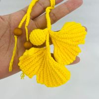 Porte-clés en forme de feuille de Ginkgo en coton PP de 10 cm, fait main au crochet, accessoire mignon pour sac/voiture/vêtements, KIVA K-1544, pour enfants et femmes