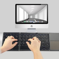 Teclado Plegable de 3 Niveles con Bluetooth y Panel Táctil para Oficina, Compatible con iPad, iOS, Android, Tablet, PC, Teléfono Móvil, Mini Teclado Plegable