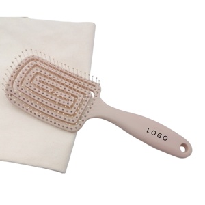 Peigne côtelé LOGO personnalisable femmes spécial grand peigne courbé moelleux haut crânien ménage coussin d'air peigne brosse à cheveux - Product Image 4