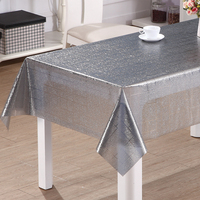 Nappe en PVC translucide effet bulles argentées RNPT, métallique, anti-taches, facile à nettoyer, pour table de cuisine