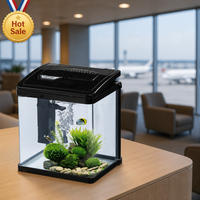 Aquarium rectangulaire en verre LED pour bureau avec système de filtration intégré, pompe silencieuse, mini-aquarium transparent pour petits poissons