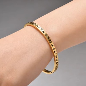 Roman Numeral <b>Bangle</b> for Women <b>Men</b> CZ Diamond Hinged Bracelet 18K Gold Rose Gold Silver Jewelry for Daily Party - Product Image 5