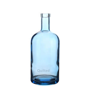 <span class=keywords><strong>Botella</strong></span> de Vidrio Redonda Pintada de <span class=keywords><strong>Azul</strong></span> Personalizada al por Mayor para Vodka, 1000ml/750ml/500ml/375ml, Vidrio Transparente Super Flint con Tapa de Corcho - Product Image 3
