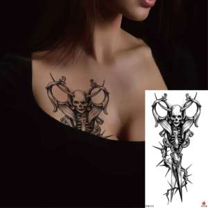 Pegatinas de Tatuaje Realistas de Calavera India para Medio Brazo, Papel de Película PET Ecológico, Impermeable, Diseños Geométricos Personalizados - Product Image 1