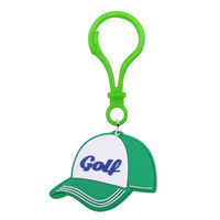 Porte-clés en PVC de golf dessin animé avec mousqueton, breloques promotionnelles, cadeau, décoration de sac souple durable, étanche