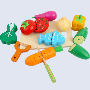 Set da <span class=keywords><strong>Cucina</strong></span> Montessori Educativo per Bambini, Giocattoli in Legno per Tagliare Frutta e Verdura, Conforme EN71 - Product Image 3