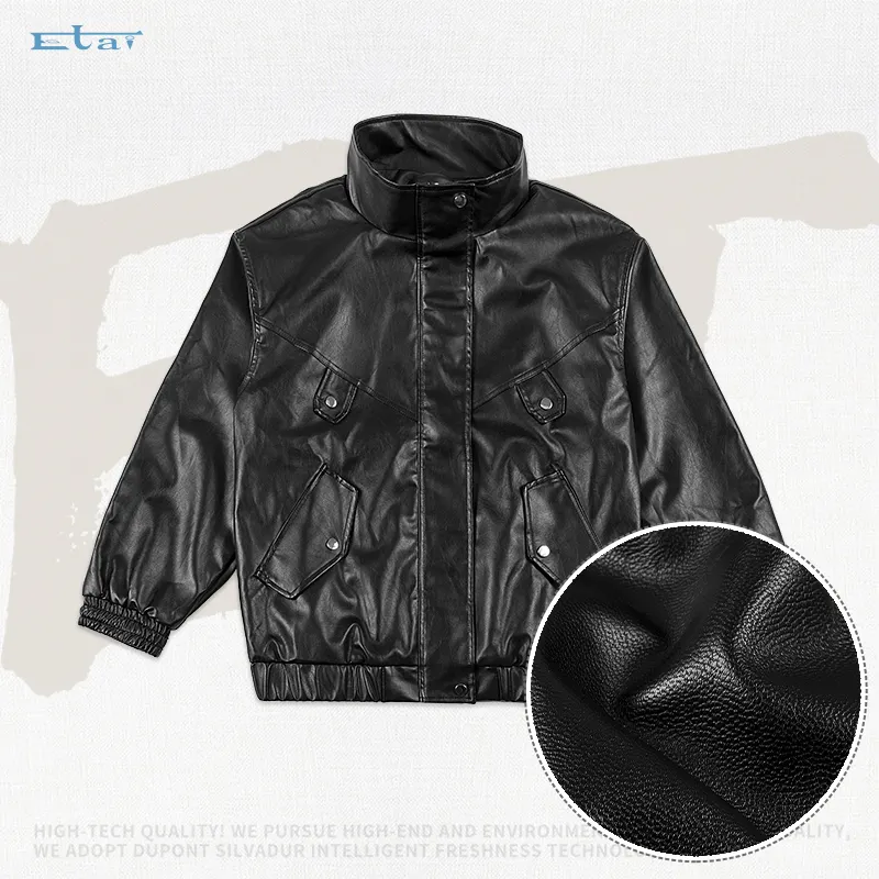 Fashion PU Leather Jacket Retro Streetwear Motorcycle Waterproof Jackets For Men