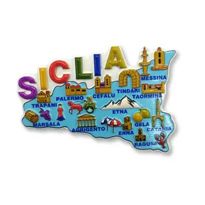 Logo personalizzato resina mappa forma italia Sicilia Sicilia Souvenir magnete frigo