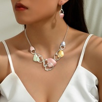 Ensemble de bijoux de luxe géométriques pour femmes style européen coloré feuille papillon collier boucles d'oreilles