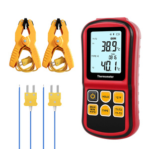เทอร์โมมิเตอร์แบบเทอร์โมคัปเปิลสองช่องสัญญาณชนิด K/J/T/E/R/S/N |   เครื่องวัดอุณหภูมิพร้อมแคลมป์ 2 ตัวและหัววัดสายไฟ 2 ตัวสำหรับอุตสาหกรรมและห้องปฏิบัติการ - Product Image 1