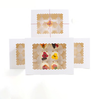 Boîte à gâteau en papier kraft personnalisée en gros avec fenêtre festonnée, couvercle à rabat et insert séparateur, emballage de desserts à 2, 4, 6 ou 12 compartiments