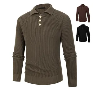 Usine personnalisé mâle hommes col en V POLO pull tricoté chic pull pull uni pull vierge pour hommes