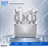 Écouteurs intra-auriculaires S27 TWS ANC+ENC à réduction de bruit, étanches IPX4, commande vocale, faible latence pour 5.3 avec affichage numérique
