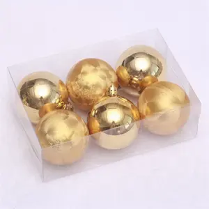 Factory Directly Sale 6cm Gold New Pattern Plastic Christmas Baubles Christmas Tree Decorations