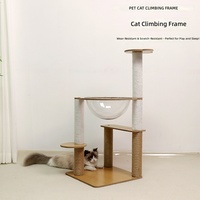 Lit pour chat en forme de capsule spatiale, sisal, structure d'escalade pour chat à deux niveaux, villa pour chat d'intérieur, jouet pour chat, design anti-griffures, ne prend pas de place