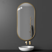 Vente en gros 4mm 5mm Miroir mural flottant noir mat pour salle de bain Cadre en alliage d'aluminium noir Miroirs décoratifs ronds ovales en cuivre