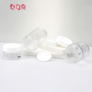Hot Selling 1oz 2oz 3oz 4oz 5oz 6oz Transparent Glass Canister With Black High Screw Cap Empty Round Glass Jar Custom Printing F - Product Image 2