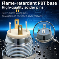 Interrupteur à bouton-poussoir métallique étanche à découpe de 8/10/12/16/19/22 mm, à enclenchement momentané/continu avec voyant LED, borne à souder