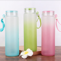 Bouteille d'eau de voyage de style américain en verre borosilicate de haute qualité 500 ML, écologique, avec design dégradé givré 2025