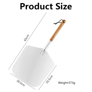 Accesorios <span class=keywords><strong>de</strong></span> Cocina, Pala para Pizza Deslizante <span class=keywords><strong>de</strong></span> Aluminio <span class=keywords><strong>de</strong></span> 12 Pulgadas con Mango <span class=keywords><strong>de</strong></span> Madera Desmontable para Hornear Masa - Product Image 5