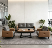 Ensemble table et canapé de bureau en cuir PU minimaliste, durable, pour espace d'attente de bureau