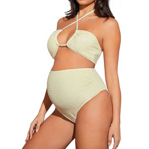 Maillots <span class=keywords><strong>de</strong></span> <span class=keywords><strong>bain</strong></span> une pièce <span class=keywords><strong>de</strong></span> maternité pour femmes - Maillots <span class=keywords><strong>de</strong></span> <span class=keywords><strong>bain</strong></span> <span class=keywords><strong>de</strong></span> <span class=keywords><strong>grossesse</strong></span> côtelés à découpes taille haute avec nœud à nouer - Product Image 1