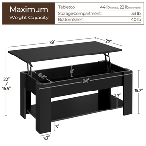 Mesa de Centro de Madera, Mesa Elevable con Amplio Estante de Almacenamiento Oculto para Sala de Estar, Espacios Pequeños del Hogar - Product Image 6