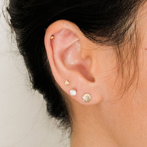 Lyburchi 14k 18k सोना मढ़वाया vermeil 925 स्टर्लिंग चांदी ठीक स्टड कान की बाली आभूषण गर्मियों में समुद्र तट मिठाइयां शंख कान की बाली - Product Image 4