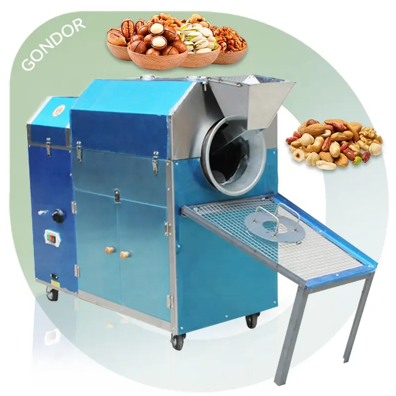Mesin pemanggang Oven kastanye komersial panggang kacang kering 25kg Stainless steel otomatis Cina untuk rempah-rempah