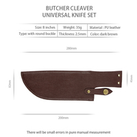 Étui en cuir PU pour couteau de boucher, protection pour couteau de cuisine avec couteau de 8 pouces avec boucle ronde